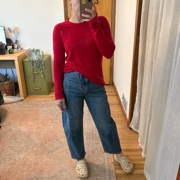 Adrienne Vittadini 100% 2-Ply Cashmere Red Sweater - Picture 1 of 5